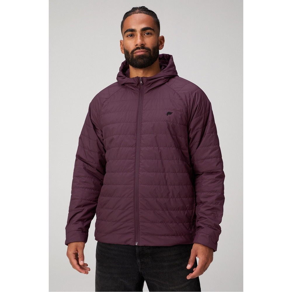 Fabletics The Commuter Light Fill Jacket Hooded Puffer Oxblood Men's L